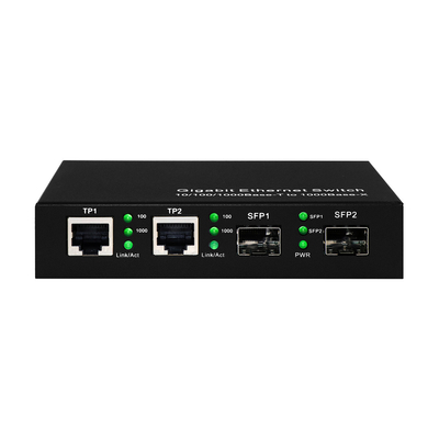 Comutador de fibra óptica Ethernet comercial 4 portas SFP Gigabit não gerenciado