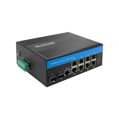 Gigabit Ethernet industrial L2 controlou a montagem IP40 do Ruído-trilho dos entalhes dos portos 2 X SFP do gigabit do interruptor 8 X com Vlan Qos LACP STP