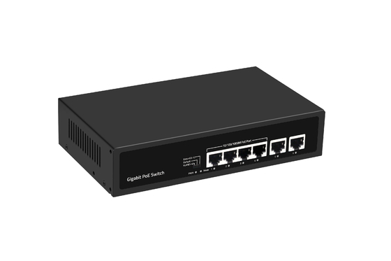 6 portas Gigabit DC52V 1.25A POE Ethernet Switch 12Gbps AC 100~240V