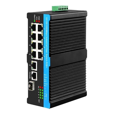 8 Portos Gigabit BT PoE Managed Switch com 1 SFP / Copper Uplink 480W Budget Din Type