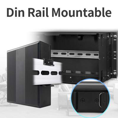 2 Portos Mini Dimensões Convertidor de Mídia Industrial 1000M Din Rail Network Switch
