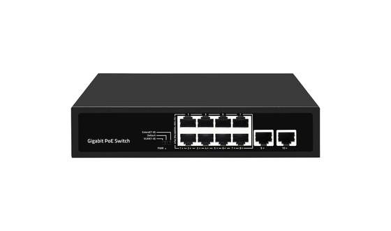 Rede não gerenciada 10 portas Gigabit Desktop POE Switch com 8 portas Poe DC52V Suporte de entrada Af/at