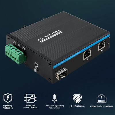 3 orçamento portuário DC48V do ponto de entrada do interruptor 100/1000Mbps 60W de Mini Din Rail Ethernet Fiber