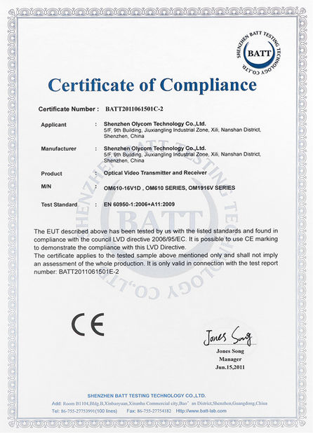 China Shenzhen Olycom Technology Co., Ltd. Certificações