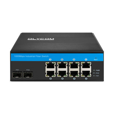 Qualidade  48VDC DIN Rail Mounting Industrial Unmanaged POE Switch 8 Gigabit RJ45 Ports fábrica