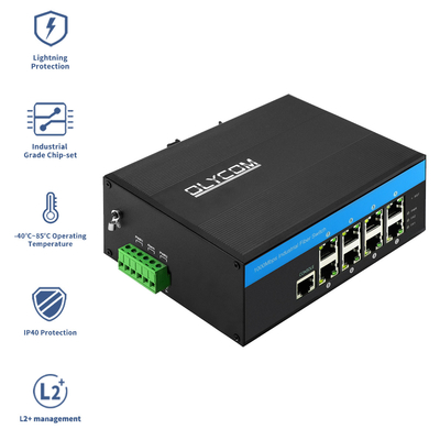 Camada 2 Switche Ethernet gerenciável 8 portas PoE Gigabit 802.3Af/a 240W Baseado em CE