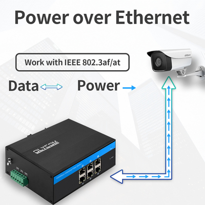6 portas Gigabit PoE Switch não gerenciado DC48V Input Ouuput não gerenciado IP40