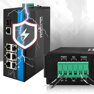 2.5G Comutador PoE endurecido gerenciável Gigabit Ethernet Dual DC48V Entrada 15.4W 30W IP40