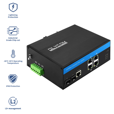 Gigabit Industrial Managed Ethernet Switch 2.5G Fibra SFP Uplink IP40 DC24V