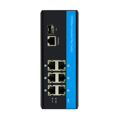 7 SNMP controlado portuário do apoio CLI do interruptor DC12V do gigabit do trilho do ruído dos ethernet da fibra