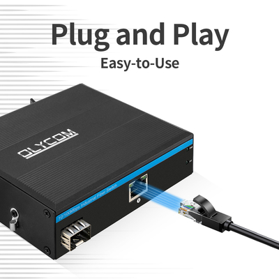 Industrial PoE Media Converter 10/100M Fast Ethernet 15.4W/30W Fibra SFP para câmeras IP