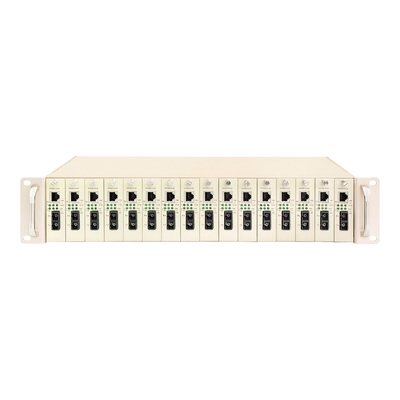 16 Slot Media Converter Rack Chassis 19 polegadas 2U Potência dupla 48V/220V