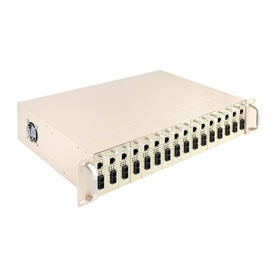 16 Slot Media Converter Rack Chassis 19 polegadas 2U Potência dupla 48V/220V