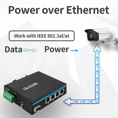 5 Portos SFP PoE Switch Gigabit Network PoE/PoE+ 120W Budget DC48V sem ventilador CE FCC