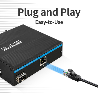 Industrial PoE Media Converter 100/1000M Fibra Gigabit Ethernet 15.4W 30W Mini Case