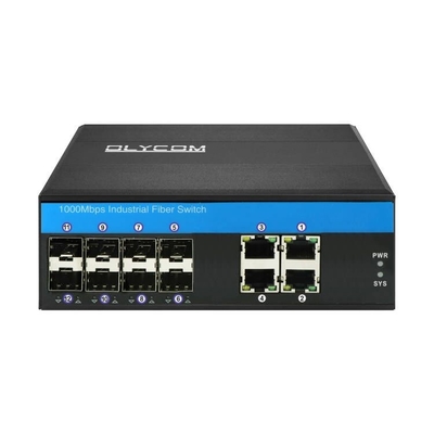 Switch de fibra óptica 1G/2.5G gerenciado industrialmente 8 Sfp com 4 portas Ethernet IP40