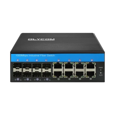 OLYCOM controlados comutam 8 a categoria industrial portuária de Gigabit Ethernet 12V com 8 que o trilho portuário do ruído de SFP montou IP40 para o uso exterior