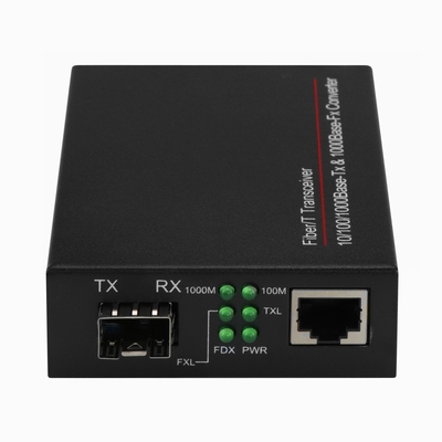 1G SFP Media Converter Gigabit Fibra Óptica Ethernet não gerenciado Mini Size Preto DC5V