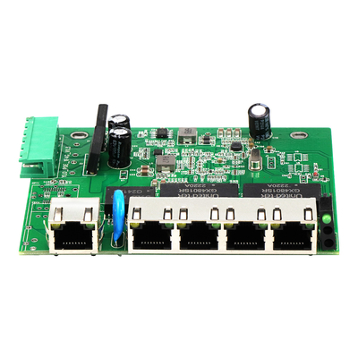 5 Portos E-Mark Switch de rede industrial PCBA Gigabit Baseado não gerenciado 12V 24V