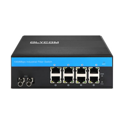 CE Singlemode 30Km DC24V da fibra Ungerido industrial do ST do interruptor de rede do gigabit de 8 portos