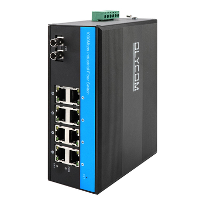 Switch Ethernet industrial Gigabit não gerenciado de 9 portas ST Fiber Singlemode 30km Dc24v