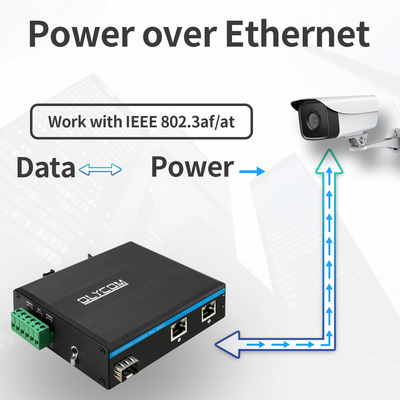 Gigabit 30W 60W PoE Switch Extender Industrial Grade Fibra SFP não gerenciada DC48V