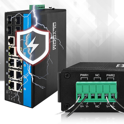 Industrial Managed PoE Switch 8 Port L2 Baseado em 240W Suporte Orçamental 1G 2.5G Fibra Ring
