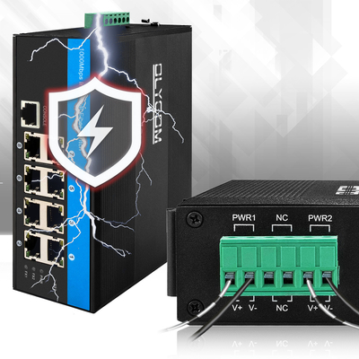8 Port Managed PoE Switch Gigabit Ethernet 240W POE ativo Casca robusta Chip Vitesse
