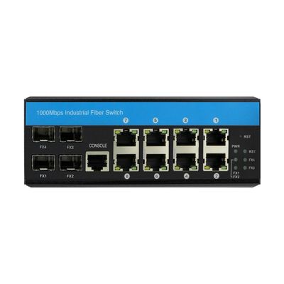 Switch Gerenciado Industrial Camada 3 Gigabit Ethernet 12 Portas ERPS RSTP Trilho DIN CE