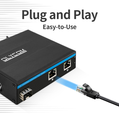 3 portas Compacto Gigabit Ethernet Switch endurecido 100/1000M Fibra dupla 24V entrada