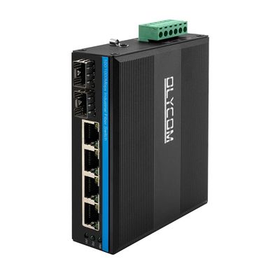 Interruptor Ethernet não gerenciado de 6 portas industrial 100M/1000M Fibra SFP de detecção automática DC24V DC