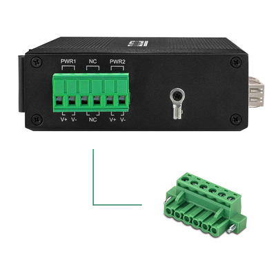 6 Portos de comutação Ethernet robusta 100M/1000M Fibra SFP de detecção automática não gerenciada 24V