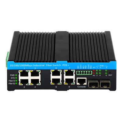 Gigabit L2 Gerenciado 90W PoE Switch 10 Port com 2 Portos Combo Rugged 48V PoE ativo