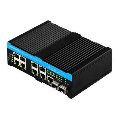Gigabit L2 Gerenciado 90W PoE Switch 10 Port com 2 Portos Combo Rugged 48V PoE ativo