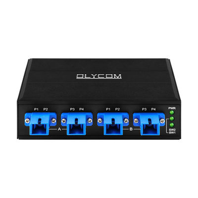 Switch de Bypass Óptico de 4 Portas Conector SC/UPC Simplex 1310/1550nm DC24V Trilho DIN CE