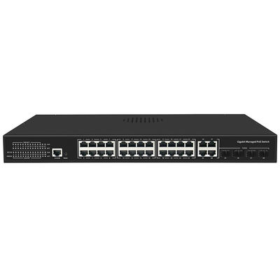 24 Portos PoE Switch Gigabit Baseado em L2 L3 Smart Gestão de Orçamento de 300W Com SFP Uplink 1U Rack