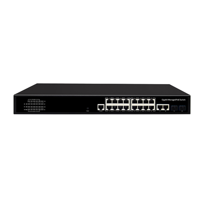 16 portas Gigabit Managed PoE Switch Commercial 1U Rack 300W Com 2 SFP/RJ45 Uplink