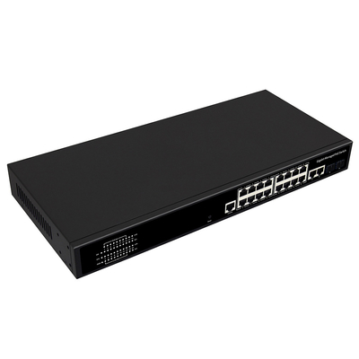16 portas Gigabit Managed PoE Switch Commercial 1U Rack 300W Com 2 SFP/RJ45 Uplink