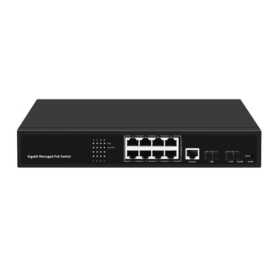 8 Portos PoE Vlan Gigabit Fiber Switch gerenciado Chip Realtek 120W Budget AC Input