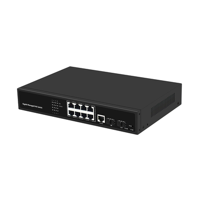 8 Portos PoE Vlan Gigabit Fiber Switch gerenciado Chip Realtek 120W Budget AC Input