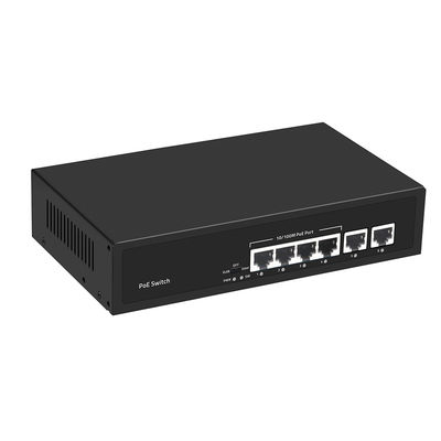 Comutação PoE CCTV Ethernet rápida 4 Portos com 2 Copper Uplink 55W Power Budget AC Input