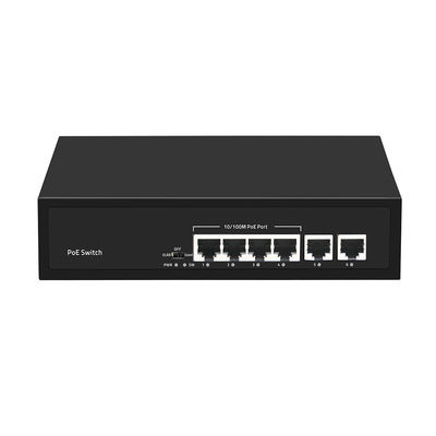 Comutação PoE CCTV Ethernet rápida 4 Portos com 2 Copper Uplink 55W Power Budget AC Input