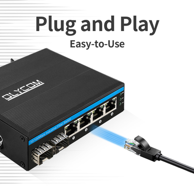 Industrial Unmanaged POE Switch 4 Port 100Mbps Rede de fibra SFP 15.4W/30W Padrão