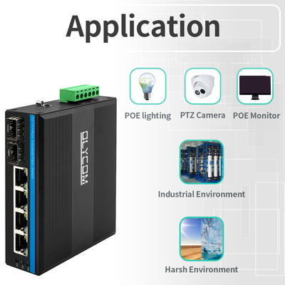 6 Portos Industrial Poe Switch Não gerenciado 10/100M 2 Fibra 4 Ethernet Portes Switch