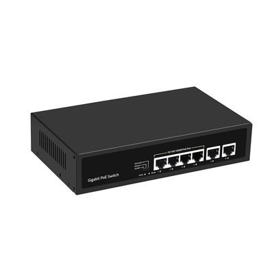 6 Port Gigabit PoE Switch 250 Metros Extensão VLAN Orçamento de Energia 60W Entrada 220V