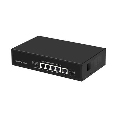4 portas Gigabit Fiber Switch PoE Af/At 60W com 1 SFP/Copper Uplink Commercial Grade CE