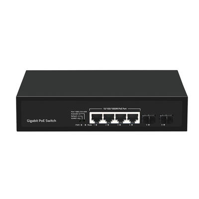 4 portas Gigabit PoE Switch 60W Fibra SFP de orçamento não gerenciada com extensão VLAN de 250 metros
