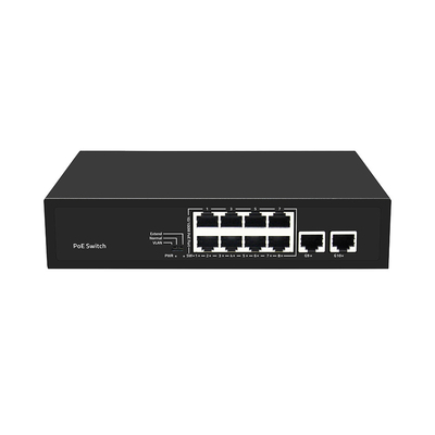 8 portas CCTV POE Switch Ethernet rápido com 2 Gigabit Copper Uplink PoE Af/At 120W Budget