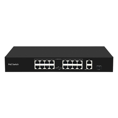 16 Portos PoE de 250 metros Switch PoE Af/At 10/100M Suporte VLAN Modo Orçamento de 300W