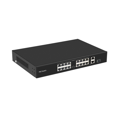 16 Portos PoE de 250 metros Switch PoE Af/At 10/100M Suporte VLAN Modo Orçamento de 300W